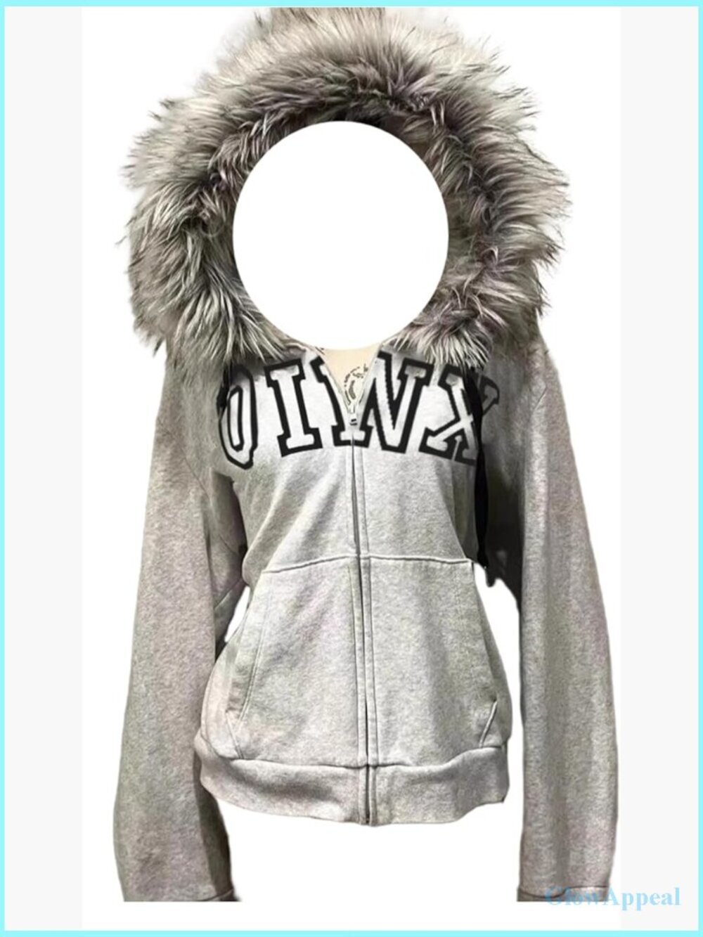 Y2K Zip Up Hoodie Crop Top Emo Grunge Winter Coat Streetwear
